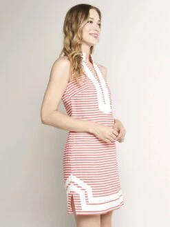 Sail To Sable Linen Dress Sail To Sable Linen Dress -Standrews Links Officials Store sp18001str grapefruit whitestripealt1