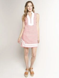 Sail To Sable Linen Dress Sail To Sable Linen Dress -Standrews Links Officials Store sp18001str grapefruit whitestripealt3