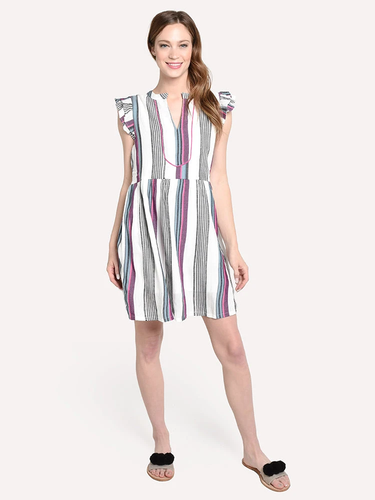 THML Women's Flutter Sleeve Stripe Dress 5 THML Women's Flutter Sleeve Stripe Dress - Image 5