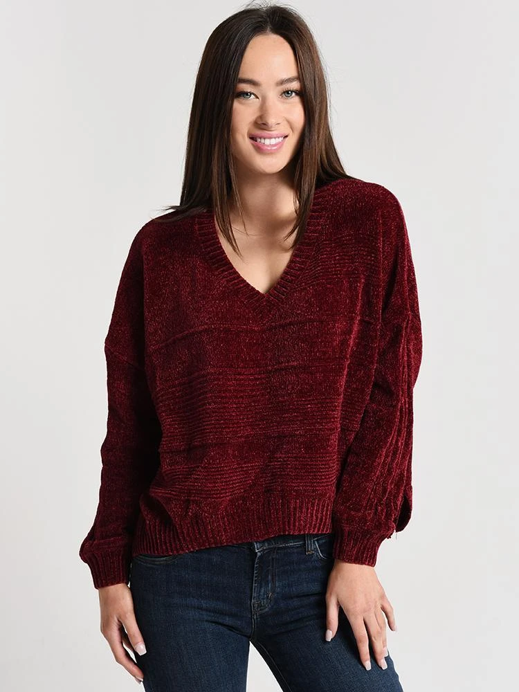 Glam Velour Knit V-Neck Sweater 2 Glam Velour Knit V-Neck Sweater - Image 2