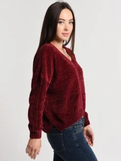Glam Velour Knit V-Neck Sweater 7 Glam Velour Knit V-Neck Sweater -Standrews Links Officials Store sw1427 winealt1