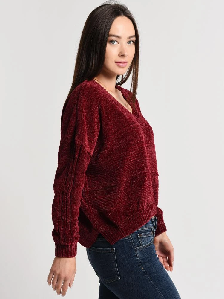 Glam Velour Knit V-Neck Sweater 3 Glam Velour Knit V-Neck Sweater - Image 3