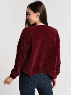 Glam Velour Knit V-Neck Sweater 8 Glam Velour Knit V-Neck Sweater -Standrews Links Officials Store sw1427 winealt2