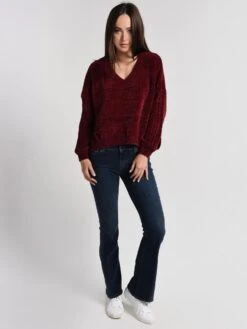 Glam Velour Knit V-Neck Sweater 9 Glam Velour Knit V-Neck Sweater -Standrews Links Officials Store sw1427 winealt3