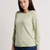Majestic Cashmere Stripe Long Sleeve Boat Neck Sweater