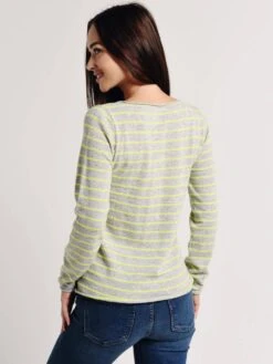 Majestic Cashmere Stripe Long Sleeve Boat Neck Sweater -Standrews Links Officials Store t012 fpu018 grischineclair jaunefluoalt2