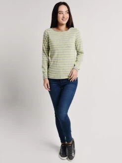 Majestic Cashmere Stripe Long Sleeve Boat Neck Sweater -Standrews Links Officials Store t012 fpu018 grischineclair jaunefluoalt3