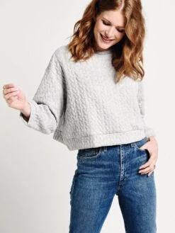 GLAM Quilted Cropped Pullover -Standrews Links Officials Store t1230 heathergreyalt1