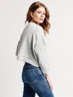 GLAM Quilted Cropped Pullover -Standrews Links Officials Store t1230 heathergreyalt2
