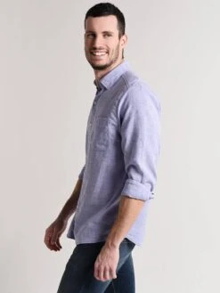 Tommy Bahama Men's Lanai Tides Stretch-Linen Shirt -Standrews Links Officials Store t319014 bluecovealt1