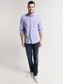 Tommy Bahama Men's Lanai Tides Stretch-Linen Shirt -Standrews Links Officials Store t319014 bluecovealt3