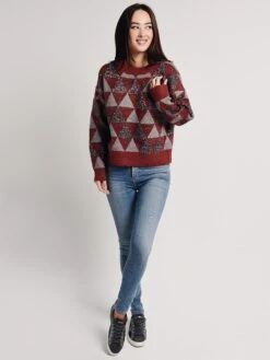 Arkco Triangle Pattern Knit Sweater -Standrews Links Officials Store th56820r redgreyalt1