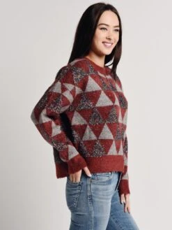 Arkco Triangle Pattern Knit Sweater -Standrews Links Officials Store th56820r redgreyalt2