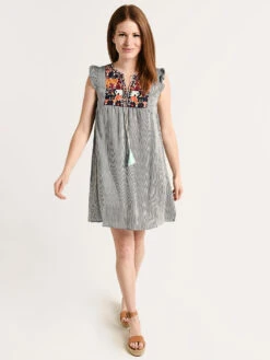 THML Stripe Embroidered Shift Dress -Standrews Links Officials Store tm4815 blackalt3