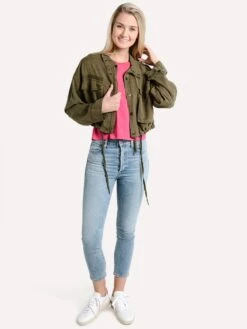 Pam & Gela Crop Cargo Jacket -Standrews Links Officials Store tn5008 armyalt1