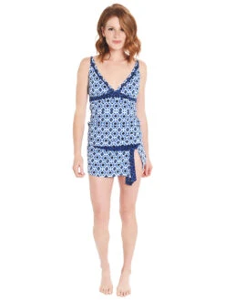 Tommy Bahama Women's Shibori Splash V-Front Tankini -Standrews Links Officials Store tsw61136t plungebluealt3