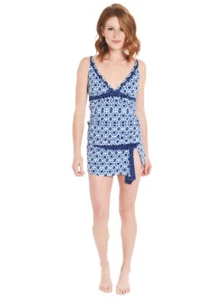 Tommy Bahama Women's Shibori Splash Skirted Hipster Bikini Bottom -Standrews Links Officials Store tsw61141b plungebluealt3