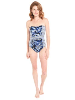 Tommy Bahama Women's Old Royal Bandeau One Piece Swimsuit -Standrews Links Officials Store tsw61607p oldroyalalt1