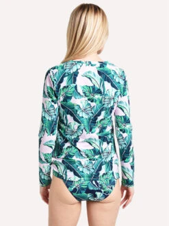 Tommy Bahama Women's Long Sleeve Twist Front Rashgaurd -Standrews Links Officials Store tsw90619c ltlavenderalt3