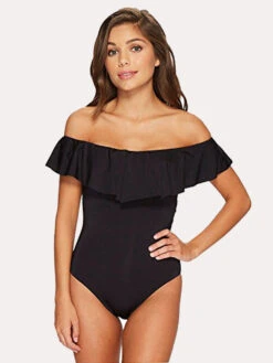Trina Turk Key Solids Off The Shoulder Bandeau 1 Piece -Standrews Links Officials Store tt8bf11 black 996fa44d 7e08 4155 b72c 057e49ae8b2c