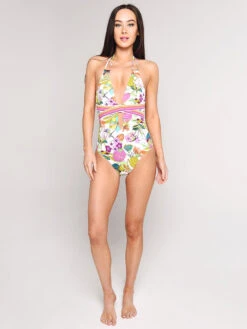 Trina Turk Key West Botanical Plunge 1 Piece -Standrews Links Officials Store tt8wa09 whitealt1