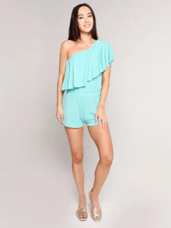 Trina Turk Sunshine Covers One Shoulder Romper -Standrews Links Officials Store tt8wk37 aquaalt1