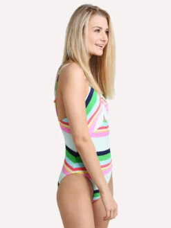 Trina Turk Deco Stripe High Leg Maillot -Standrews Links Officials Store tt9t810 multialt2