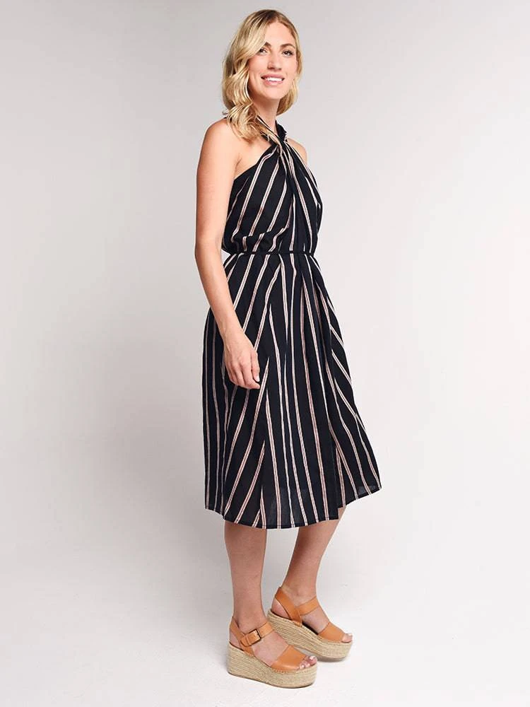 Vince Textured Stripe Twist Front Halter Dress 2 Vince Textured Stripe Twist Front Halter Dress - Image 2
