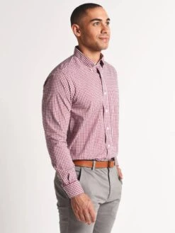 Oxford Howell Long Sleeve Gingham Performance Shirt -Standrews Links Officials Store x11001 652tibetanredalt2