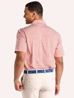 Oxford Dowling Short Sleeve Coolmax Stripe Polo -Standrews Links Officials Store x21002 spicedcoralalt2