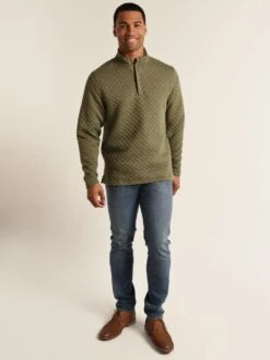 Oxford Linden Long Sleeve 1/4 Zip Pullover -Standrews Links Officials Store x21019 oliveheatheralt3